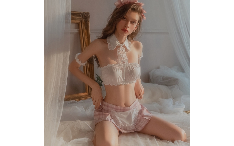 Lingerie for Women Sexy Fishnet Lingerie Lace Babydoll Lingerie Dress Long Sleeve Mesh Chemise Boudoir Nighty