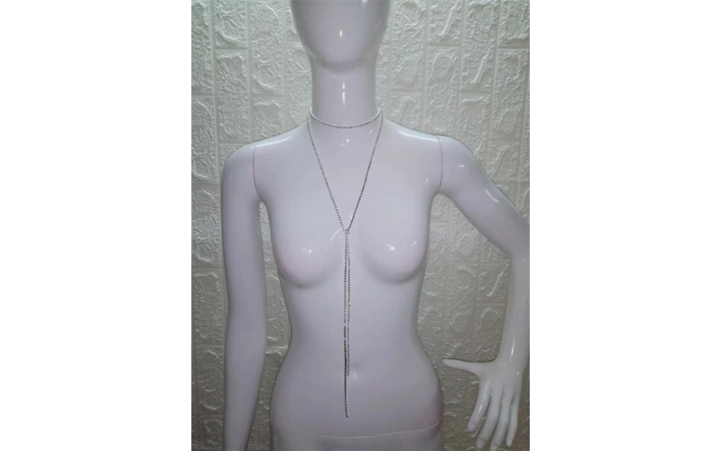 Women and Girls favorite fashion Tgrils Dainty Crystal Bikini Body Chain Bra Gold Body Jewelry